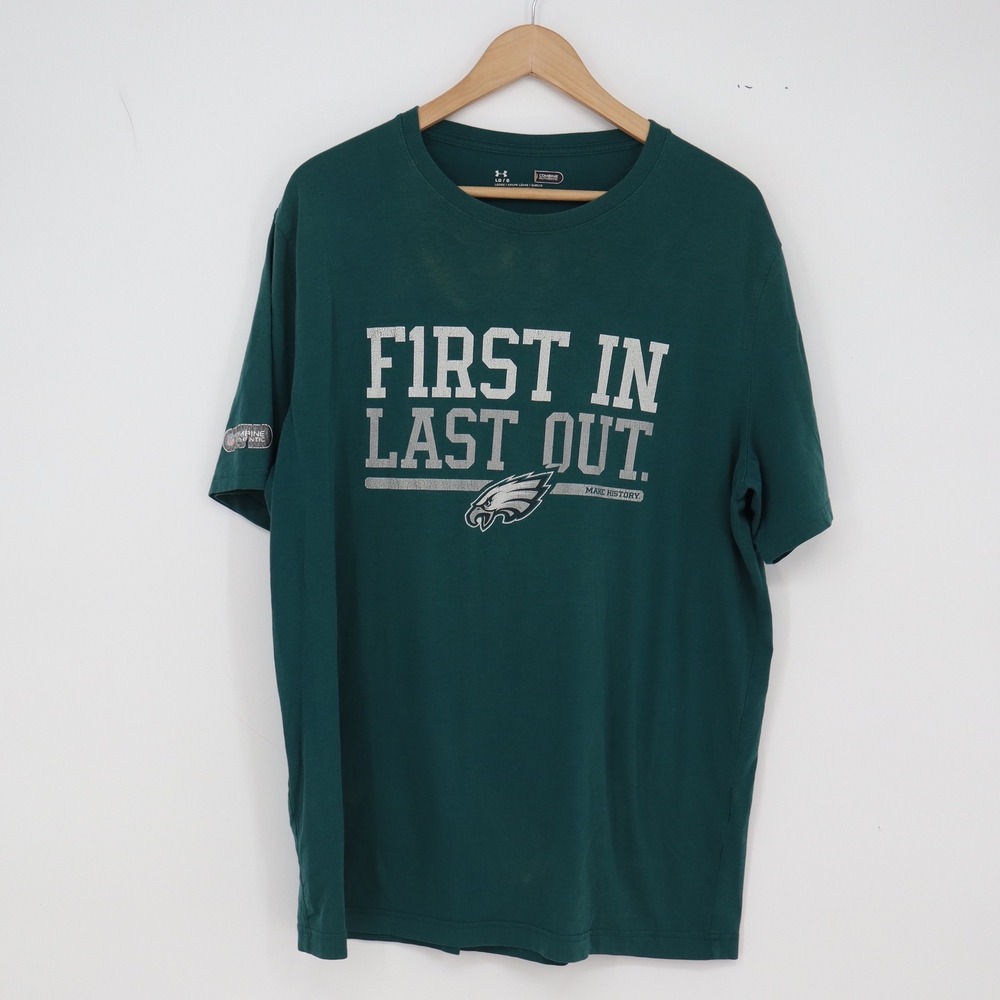 Philadelphia Eagles Under Armour T-Shirt Mens L Green NFL Football Good